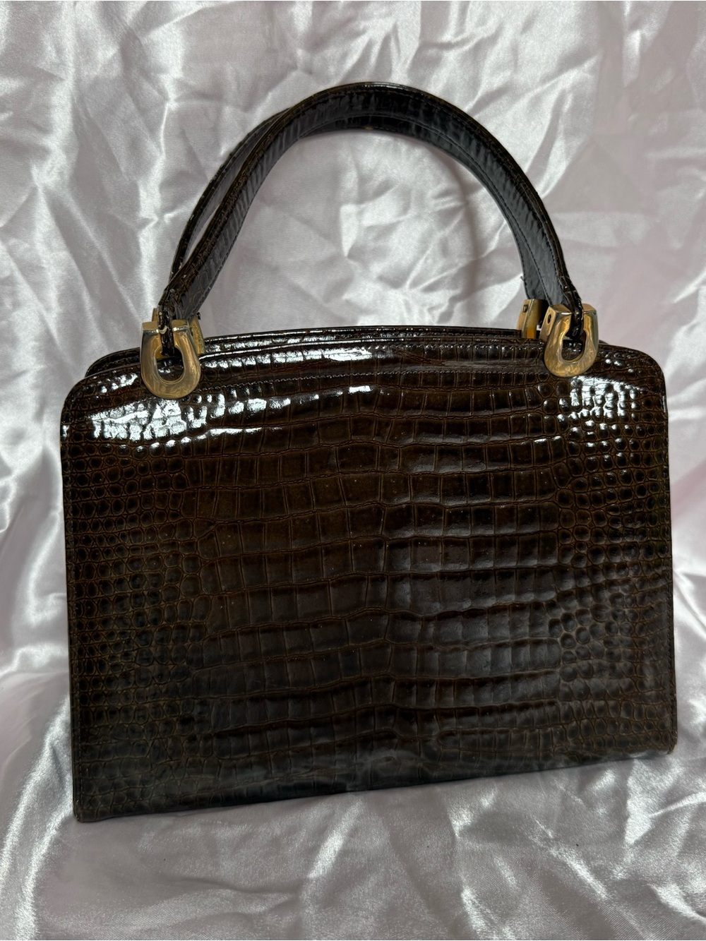 Vintage 1950/60s Coblentz Genuine Alligator Purse with Matching Coin Purse Brown